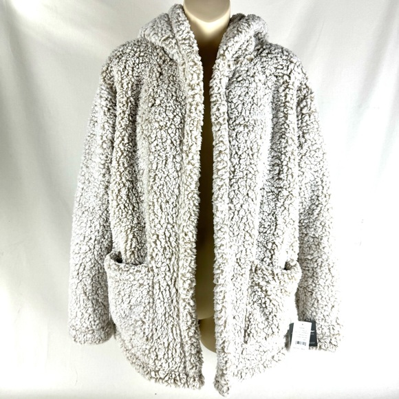 Eddie Bauer Fireside Plush Ultra Soft Hooded Open front cardigan women’s small - Picture 3 of 16